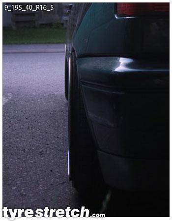 An example of tyre stretch: 195/40 R16 on 9.0J