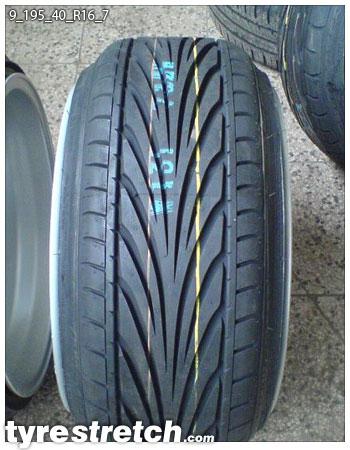 An example of tyre stretch: 195/40 R16 on 9.0J