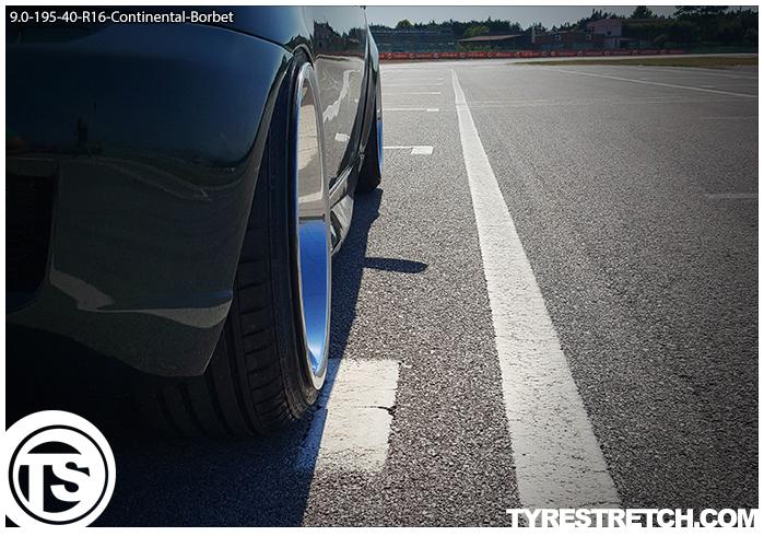 An example of tyre stretch: 195/40 R16 on 9.0J – CONTINENTAL (BORBET)