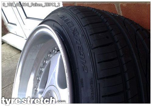An example of tyre stretch: 195/40 R16 on 9.0J – FALKEN