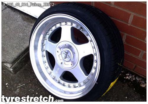 An example of tyre stretch: 195/40 R16 on 9.0J – FALKEN