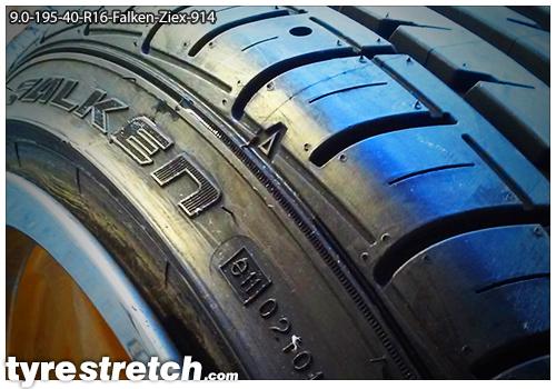 An example of tyre stretch: 195/40 R16 on 9.0J – FALKEN