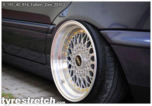 An example of tyre stretch: 195/40 R16 on 9.0J – FALKEN
