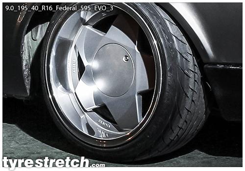 An example of tyre stretch: 195/40 R16 on 9.0J – FEDERAL