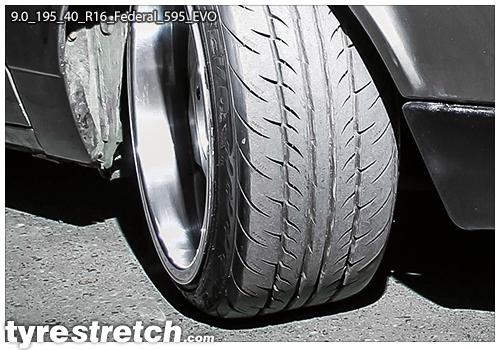An example of tyre stretch: 195/40 R16 on 9.0J – FEDERAL