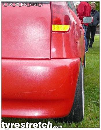 An example of tyre stretch: 195/40 R16 on 9.0J – PIRELLI