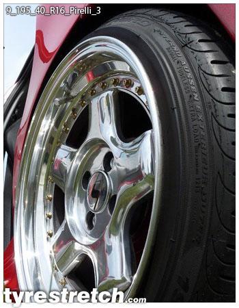 An example of tyre stretch: 195/40 R16 on 9.0J – PIRELLI