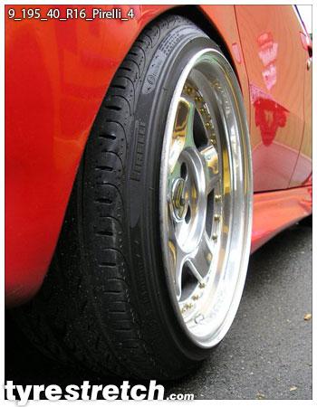 An example of tyre stretch: 195/40 R16 on 9.0J – PIRELLI