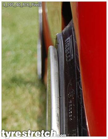 An example of tyre stretch: 195/40 R16 on 9.0J – PIRELLI