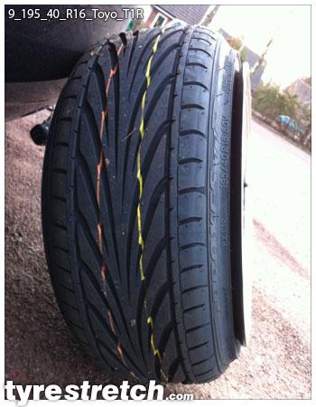 An example of tyre stretch: 195/40 R16 on 9.0J – TOYO