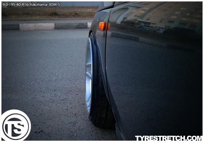An example of tyre stretch: 195/40 R16 on 9.0J – YOKOHAMA (3SDM)