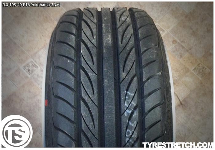 An example of tyre stretch: 195/40 R16 on 9.0J – YOKOHAMA (3SDM)