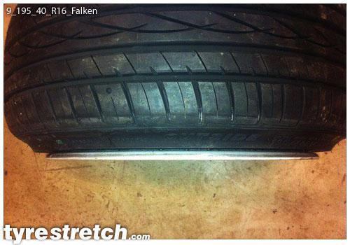 An example of tyre stretch: 195/40 R16 on 9.0J – FALKEN