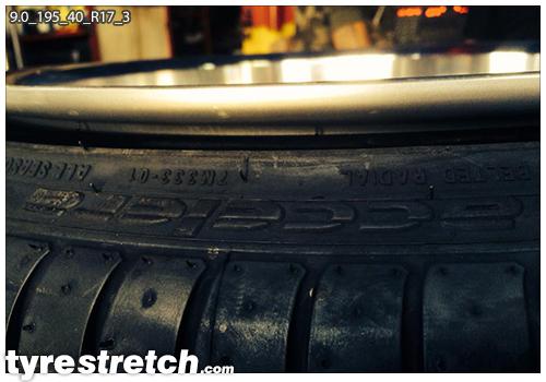An example of tyre stretch: 195/40 R17 on 9.0J