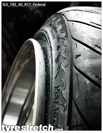 An example of tyre stretch: 195/40 R17 on 9.0J – FEDERAL
