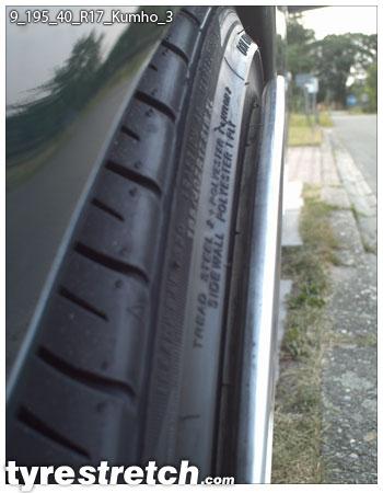 An example of tyre stretch: 195/40 R17 on 9.0J – KUMHO