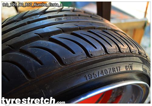 An example of tyre stretch: 195/40 R17 on 9.0J – KUMHO