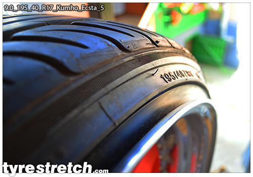 An example of tyre stretch: 195/40 R17 on 9.0J – KUMHO