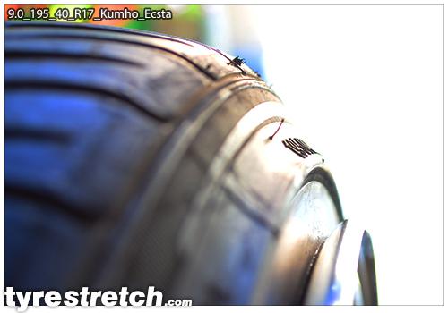 An example of tyre stretch: 195/40 R17 on 9.0J – KUMHO