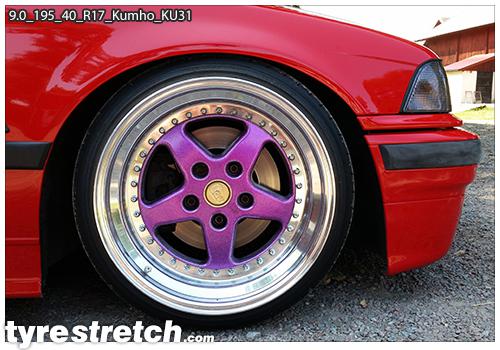 An example of tyre stretch: 195/40 R17 on 9.0J – KUMHO