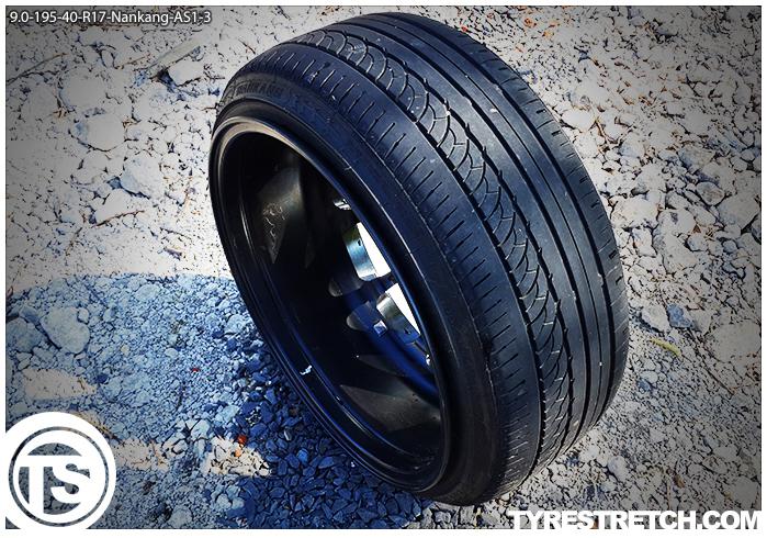 An example of tyre stretch: 195/40 R17 on 9.0J – NANKANG