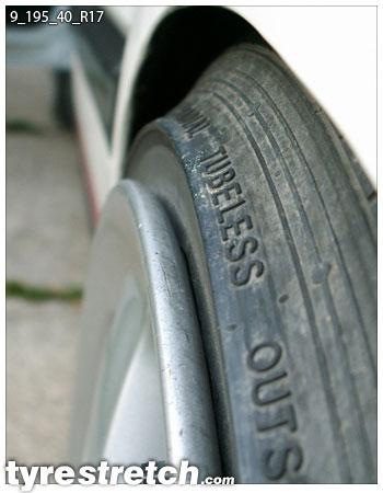 An example of tyre stretch: 195/40 R17 on 9.0J