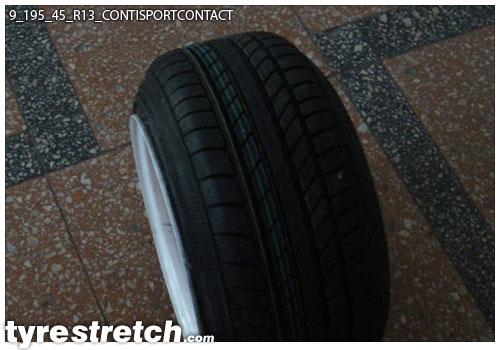 An example of tyre stretch: 195/45 R13 on 9.0J – CONTINENTAL