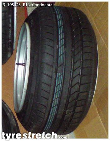 An example of tyre stretch: 195/45 R13 on 9.0J – CONTINENTAL