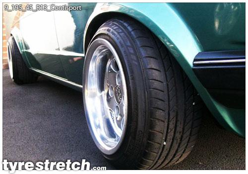 An example of tyre stretch: 195/45 R13 on 9.0J – CONTINENTAL