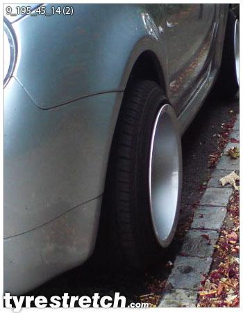 An example of tyre stretch: 195/45 R14 on 9.0J