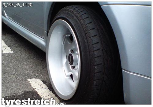 An example of tyre stretch: 195/45 R14 on 9.0J