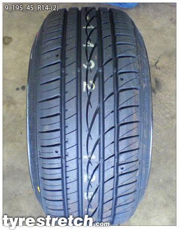 An example of tyre stretch: 195/45 R14 on 9.0J