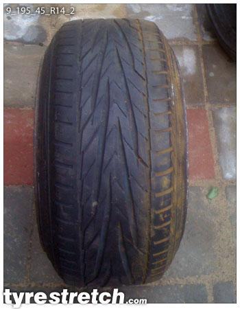 An example of tyre stretch: 195/45 R14 on 9.0J