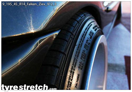 An example of tyre stretch: 195/45 R14 on 9.0J – FALKEN