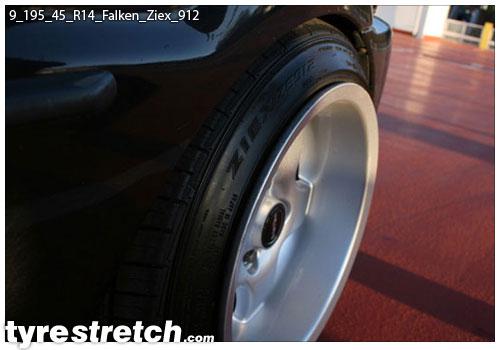 An example of tyre stretch: 195/45 R14 on 9.0J – FALKEN