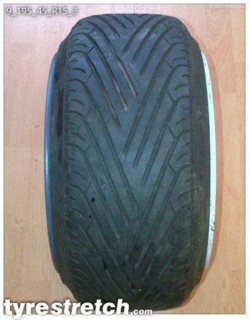 An example of tyre stretch: 195/45 R15 on 9.0J