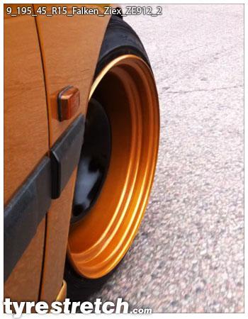 An example of tyre stretch: 195/45 R15 on 9.0J – FALKEN