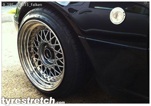An example of tyre stretch: 195/45 R15 on 9.0J – FALKEN