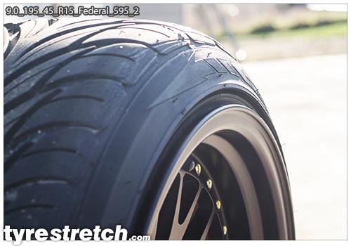 An example of tyre stretch: 195/45 R15 on 9.0J – FEDERAL