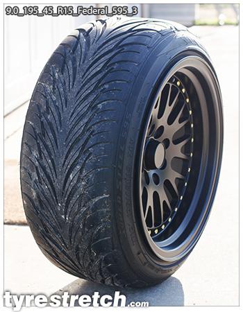 An example of tyre stretch: 195/45 R15 on 9.0J – FEDERAL