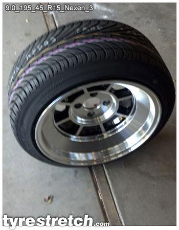 An example of tyre stretch: 195/45 R15 on 9.0J – NEXEN