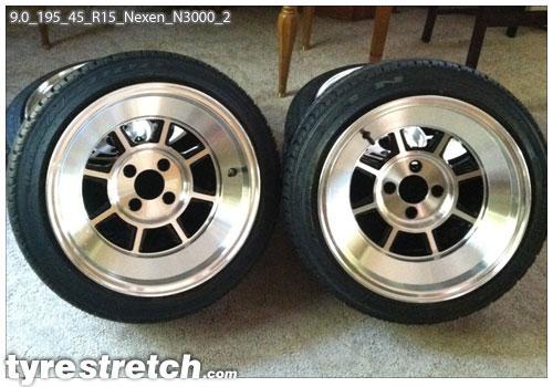 An example of tyre stretch: 195/45 R15 on 9.0J – NEXEN