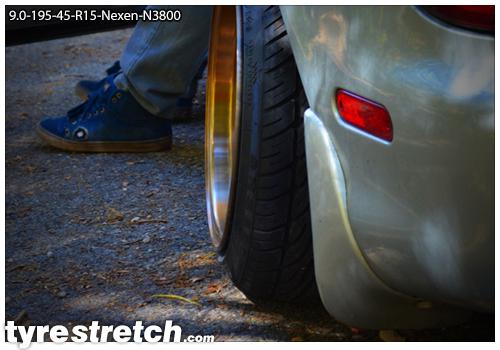 An example of tyre stretch: 195/45 R15 on 9.0J – NEXEN