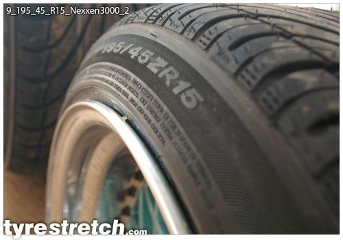 An example of tyre stretch: 195/45 R15 on 9.0J – NEXEN