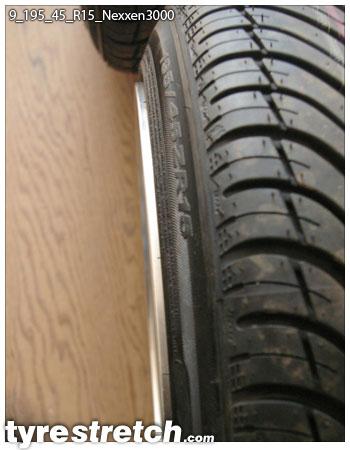 An example of tyre stretch: 195/45 R15 on 9.0J – NEXEN