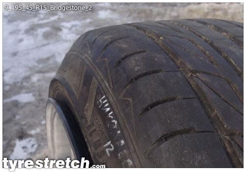 An example of tyre stretch: 195/45 R15 on 9.0J – BRIDGESTONE