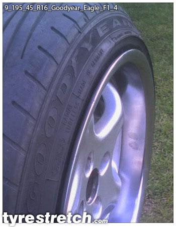 An example of tyre stretch: 195/45 R16 on 9.0J – GOODYEAR