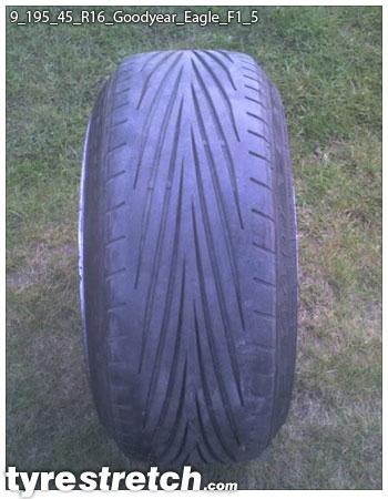 An example of tyre stretch: 195/45 R16 on 9.0J – GOODYEAR