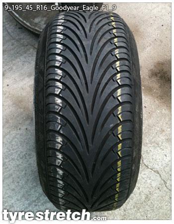 An example of tyre stretch: 195/45 R16 on 9.0J – GOODYEAR