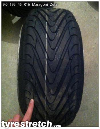 An example of tyre stretch: 195/45 R16 on 9.0J – MARANGONI